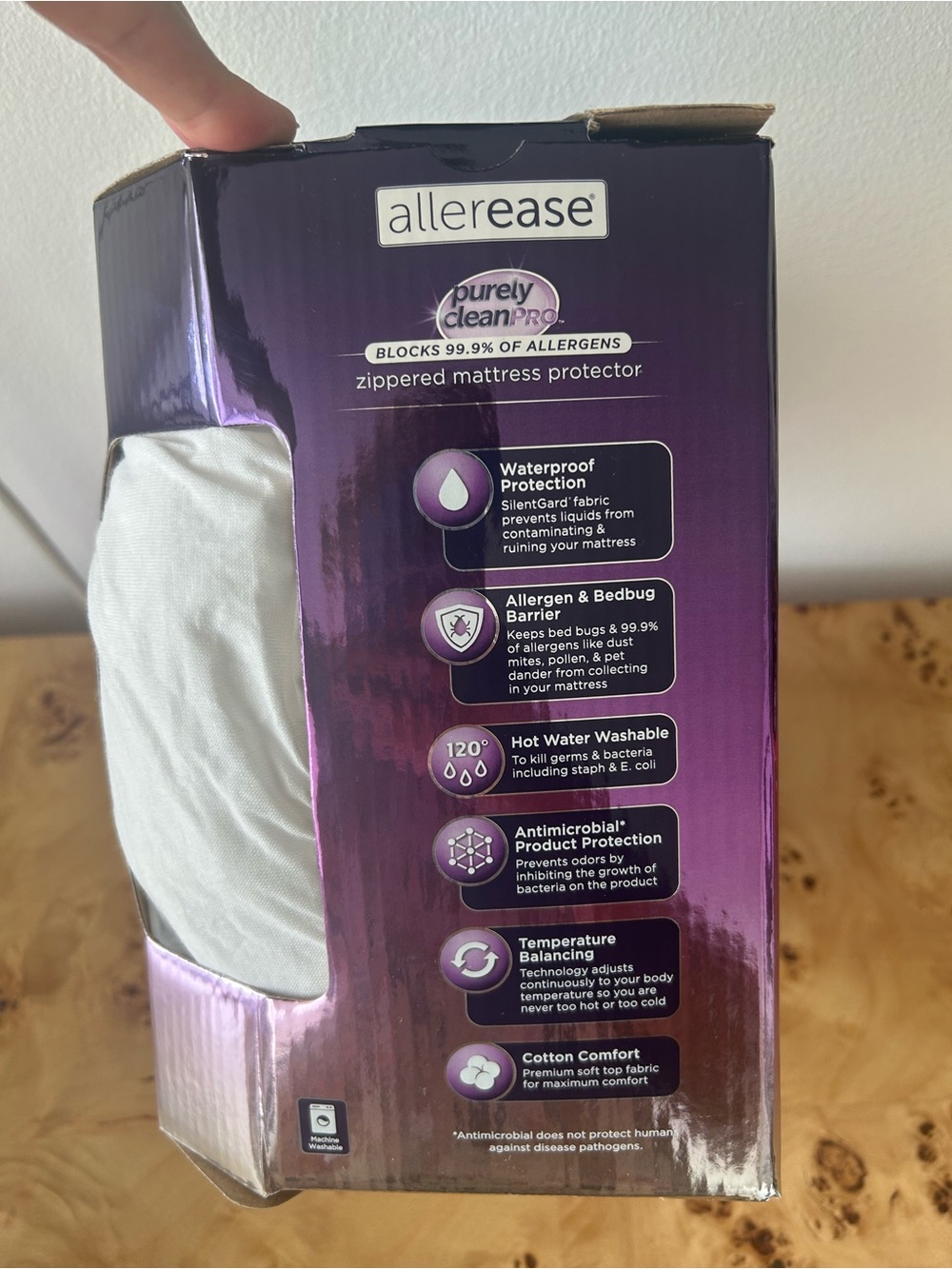 NIB Allerease Ultimate Cotton Allergy Relief Zippered Mattress Protector, Queen - Picture 4 of 12